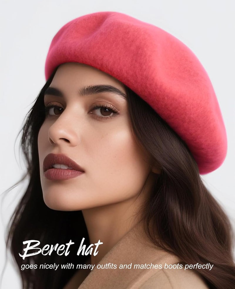 Sumolux Women Beret Hat Wool Vintage French Solid Color Classic Winter Cap - Image 5